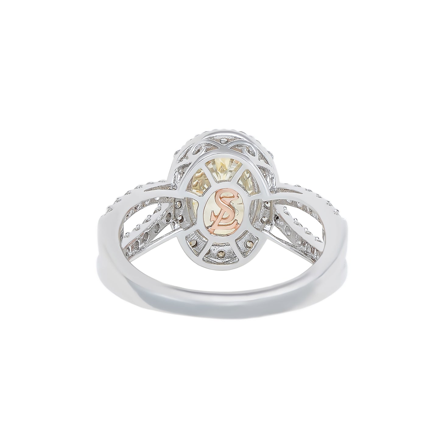 Suzy Levian Sterling Silver Oval Canary Yellow Cubic Zirconia Engagement Ring
