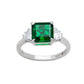 Suzy Levian Sterling Silver Green Cubic Zirconia Engagement Ring