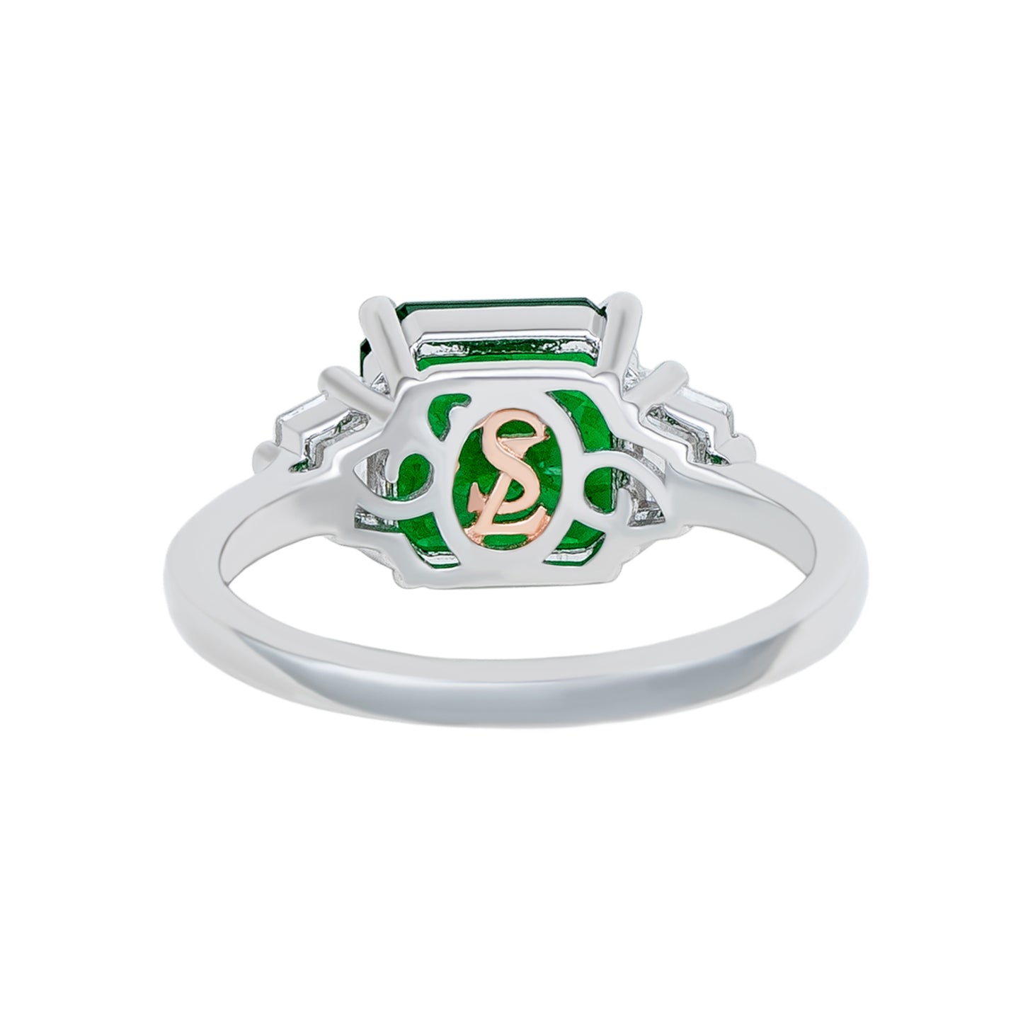 Suzy Levian Sterling Silver Green Cubic Zirconia Engagement Ring