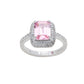Suzy Levian Sterling Silver Pink Cubic Zirconia Pave Halo Engagement Ring