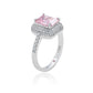 Suzy Levian Sterling Silver Pink Cubic Zirconia Pave Halo Engagement Ring