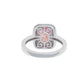 Suzy Levian Sterling Silver Pink Cubic Zirconia Pave Halo Engagement Ring