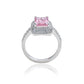 Suzy Levian Sterling Silver Pink Cubic Zirconia Pave Halo Engagement Ring