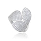 Suzy Levian Sterling Silver Pave Cubic Zirconia Tri-Petal Ring