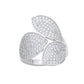 Suzy Levian Sterling Silver Pave Cubic Zirconia Tri-Petal Ring