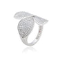 Suzy Levian Sterling Silver Pave Cubic Zirconia Tri-Petal Ring