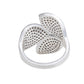 Suzy Levian Sterling Silver Pave Cubic Zirconia Tri-Petal Ring