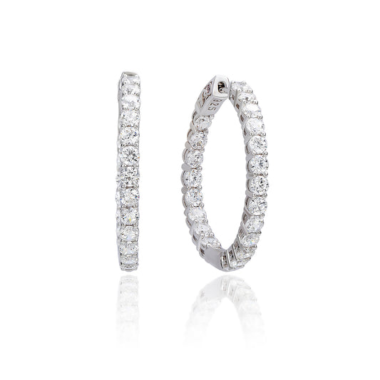 Suzy Levian Sterling Silver & White Cubic Zirconia Inside Out Hoop Earrings