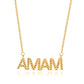 Suzy Levian Yellow Sterling Silver White Cubic Zirconia "MAMA" Necklace