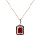 Suzy Levian Rose Sterling Silver Red Cubic Zirconia & Brown and White Double Halo Pendant Necklace