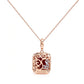 Suzy Levian Rose Sterling Silver Red Cubic Zirconia & Brown and White Double Halo Pendant Necklace