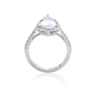 Suzy Levian Sterling Silver Large Pear Shape White Cubic Zirconia Halo Engagement Ring