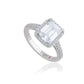 Suzy Levian Sterling Silver Emerald Cut White Cubic Zirconia Halo Engagement Ring