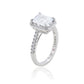 Suzy Levian Sterling Silver Emerald Cut White Cubic Zirconia Halo Engagement Ring