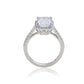 Suzy Levian Sterling Silver Emerald Cut White Cubic Zirconia Halo Engagement Ring