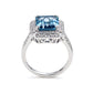 Suzy Levian Sterling Silver Emerald-Cut Aqua Cubic Zirconia White Cubic Zirconia Ring