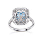 Suzy Levian Sterling Silver Emerald-Cut Aqua Cubic Zirconia White Cubic Zirconia Ring