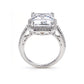 Suzy Levian Sterling Silver Large Emerald Cut White Cubic Zirconia Halo Engagement Ring