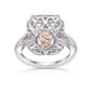 Suzy Levian Sterling Silver Large Emerald Cut White Cubic Zirconia Halo Engagement Ring