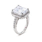 Suzy Levian Sterling Silver Large Emerald Cut White Cubic Zirconia Halo Engagement Ring