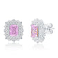 Suzy Levian Sterling Silver Gala Firework Emerald Cut Pink & White Cubic Zirconia Cluster Earrings