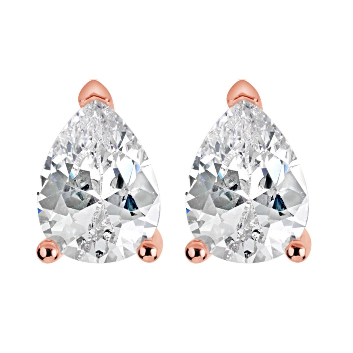 Suzy Levian Rose Sterling Silver Pear Shape Cubic Zirconia Studs