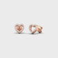 Suzy Levian 14K Rose Gold & .10 cttw Diamond Pave Open Heart Stud Earrings