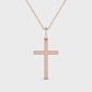 Suzy Levian 14k Rose Gold .08 cttw White Diamond Pave Cross Pendant Necklace