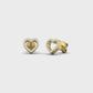 Suzy Levian 14K Yellow Gold & .10 cttw Diamond Pave Open Heart Stud Earrings