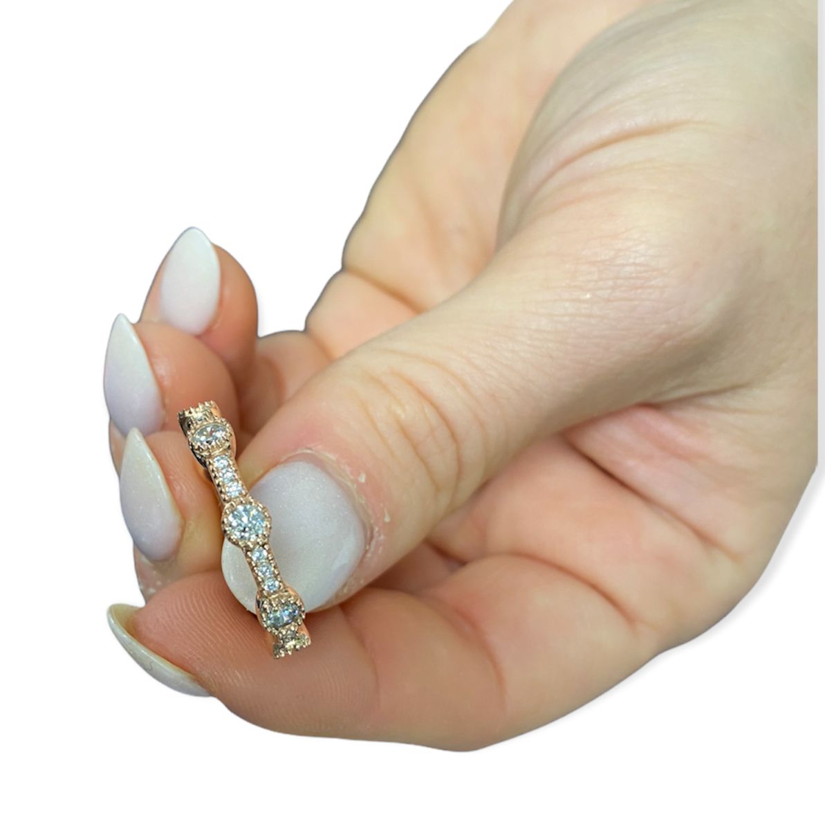 Suzy Levian Stackable Rose Sterling Silver Cubic Zirconia Round Ring