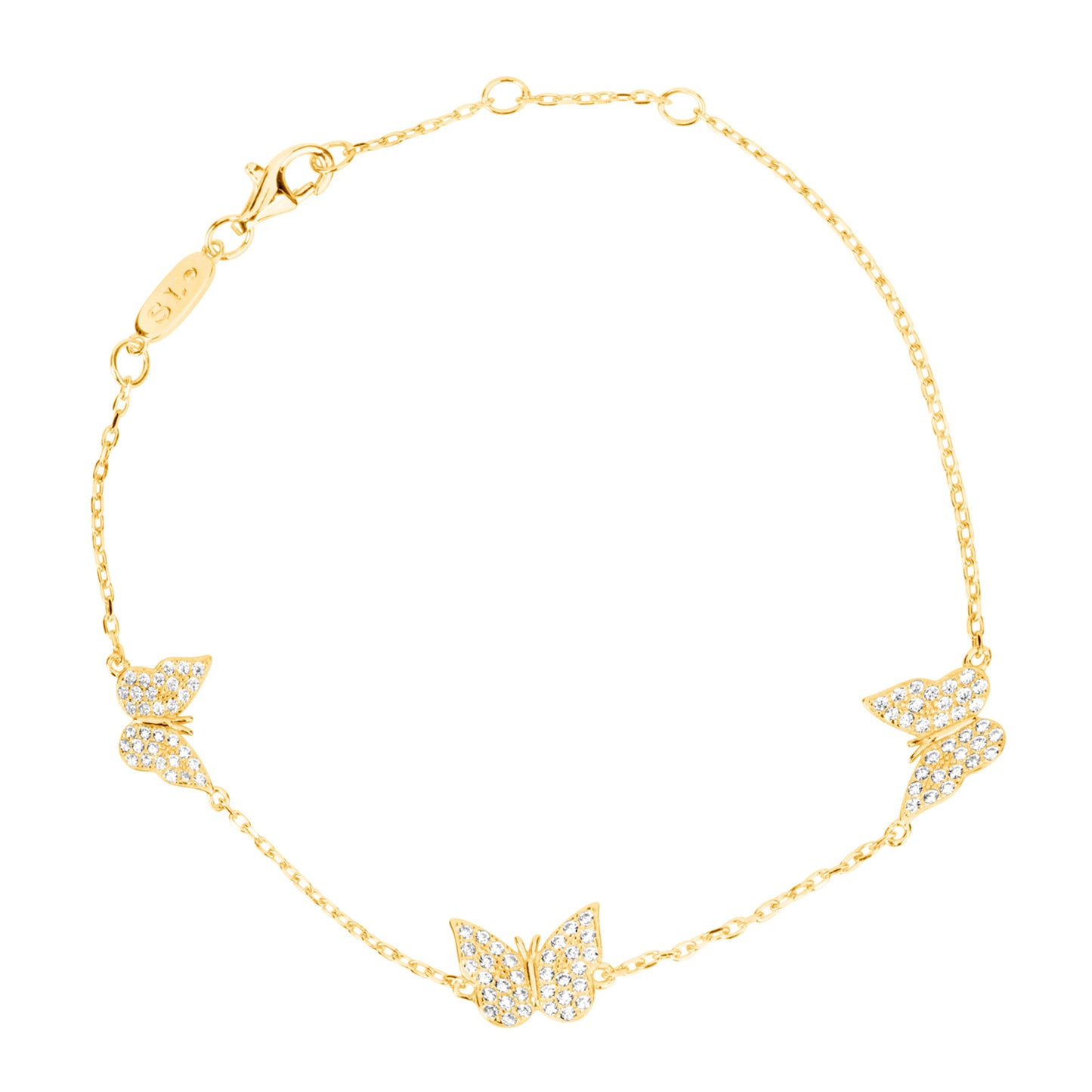 Suzy Levian Yellow Sterling Silver White Cubic Zirconia Butterfly Bracelet