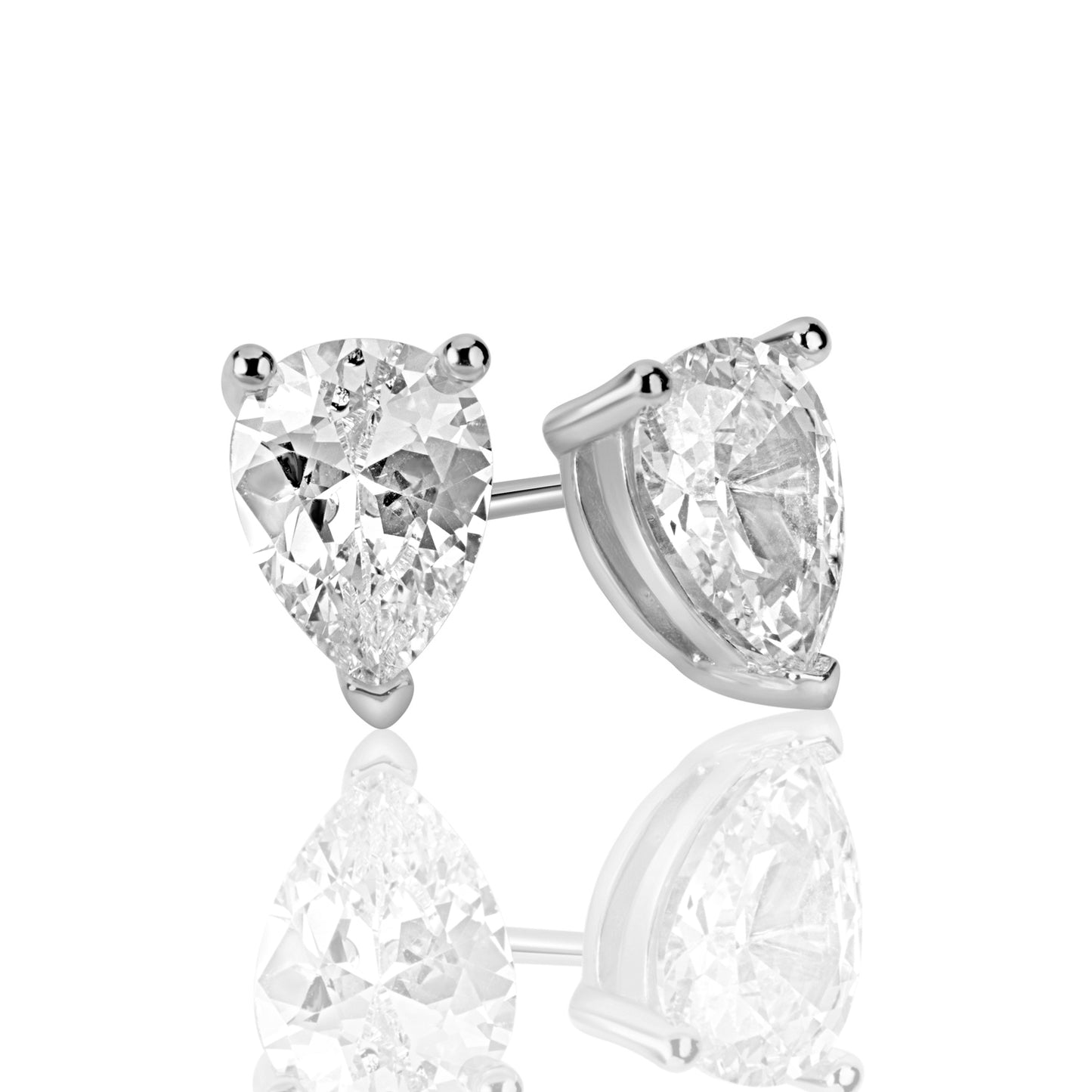 Suzy Levian Sterling Silver Pear Shape Cubic Zirconia Studs