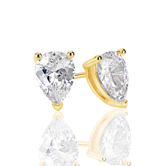 Suzy Levian Yellow Sterling Silver Pear Shape Cubic Zirconia Studs