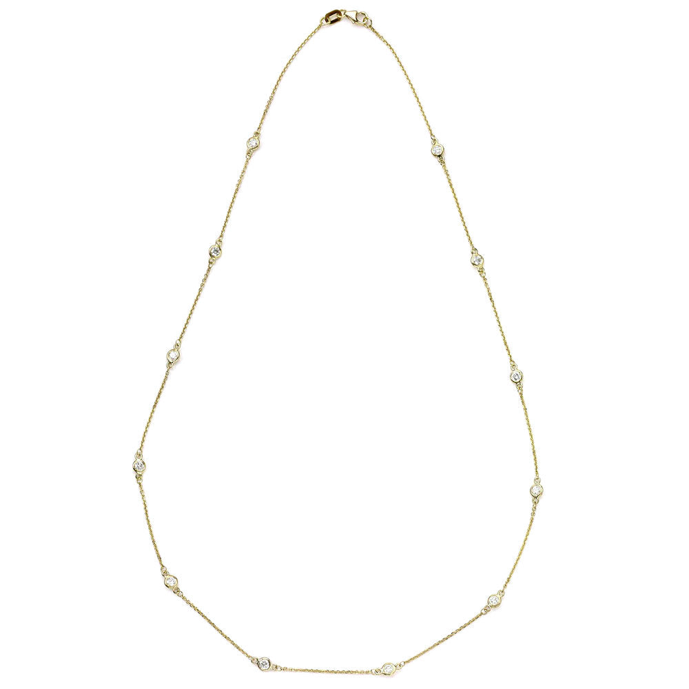 Suzy Levian 14K Yellow Gold 4/5 TDW Bezel Diamond Station Necklace