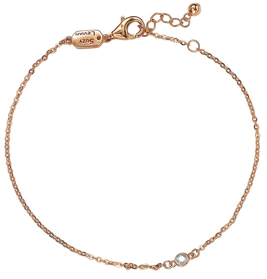 Suzy Levian 0.15 ct TDW 14K Rose Gold Diamond Solitaire Bracelet