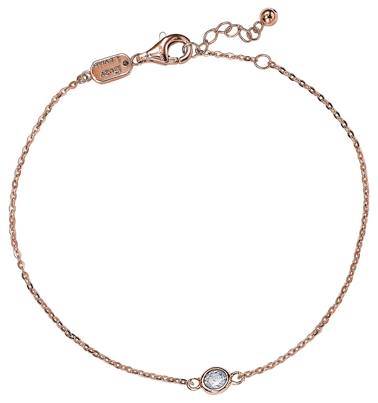 Suzy Levian .25 ct TDW 14K Rose Gold Diamond Solitaire Bracelet