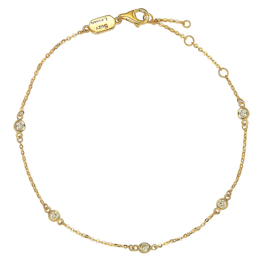 Suzy Levian 0.50 ct TDW 14K Yellow Gold Diamond Station Bracelet