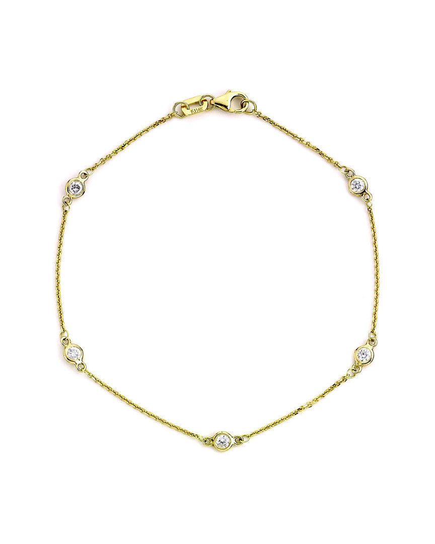 Suzy Levian 0.15 ct TDW 14K Yellow Gold Diamond Station Bracelet