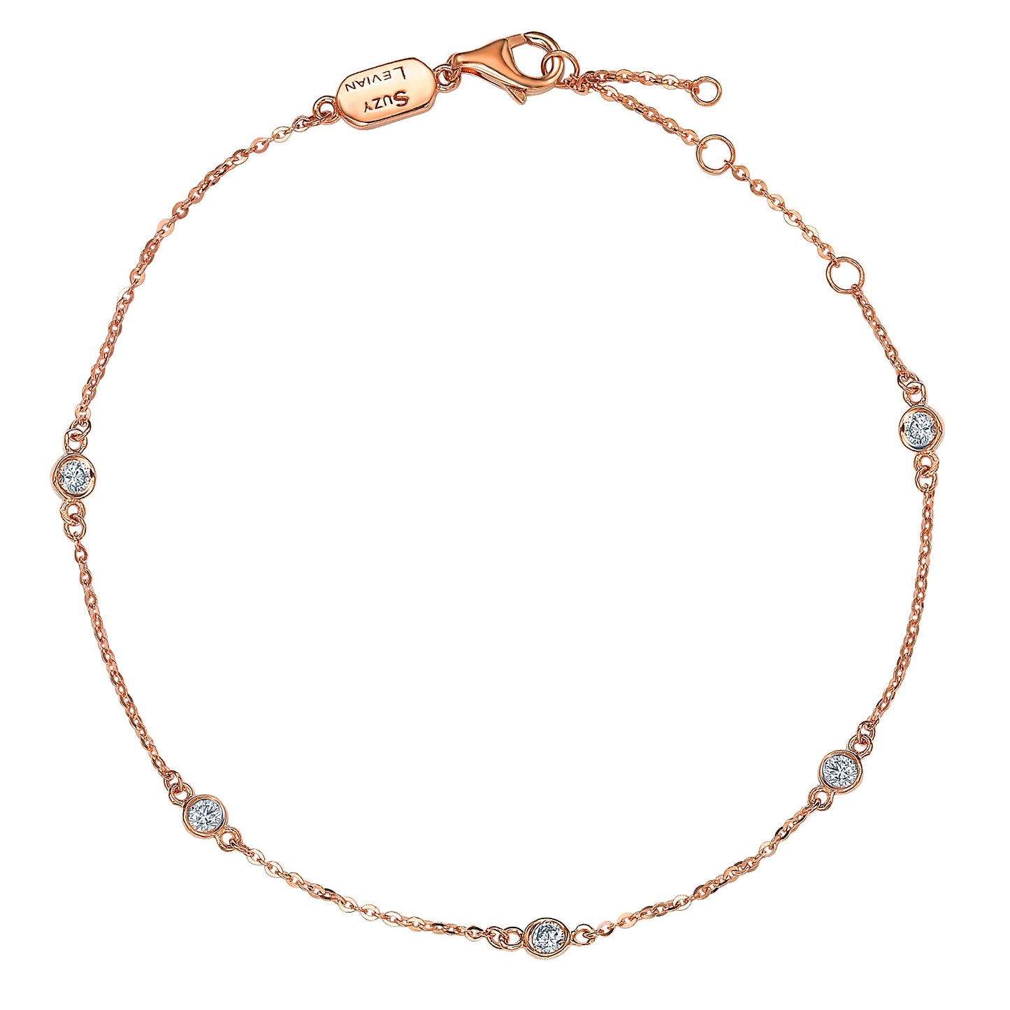 Suzy Levian 0.50 ct TDW 14K Rose Gold Diamond Station Bracelet