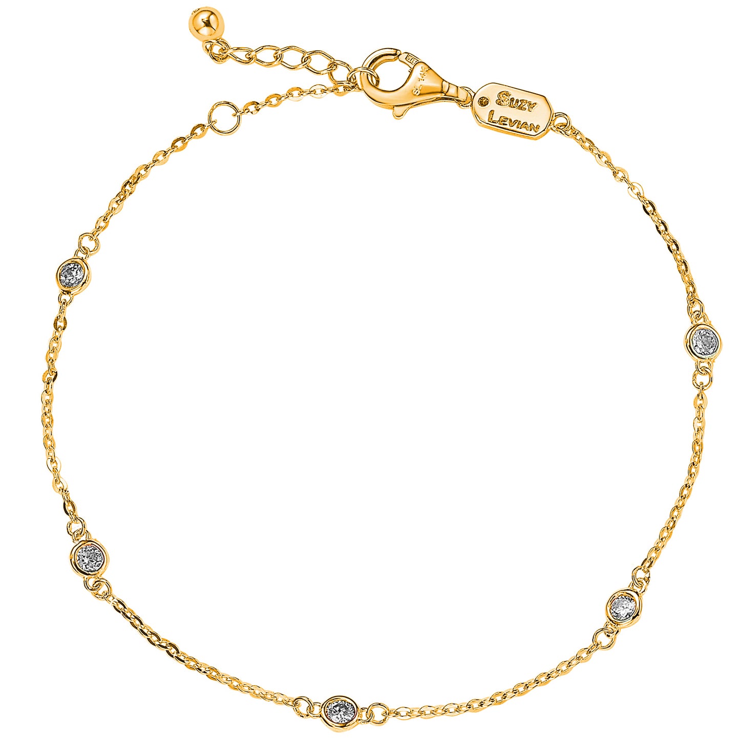 Suzy Levian 0.25 ct TDW 14K Yellow Gold Diamond Station Bracelet