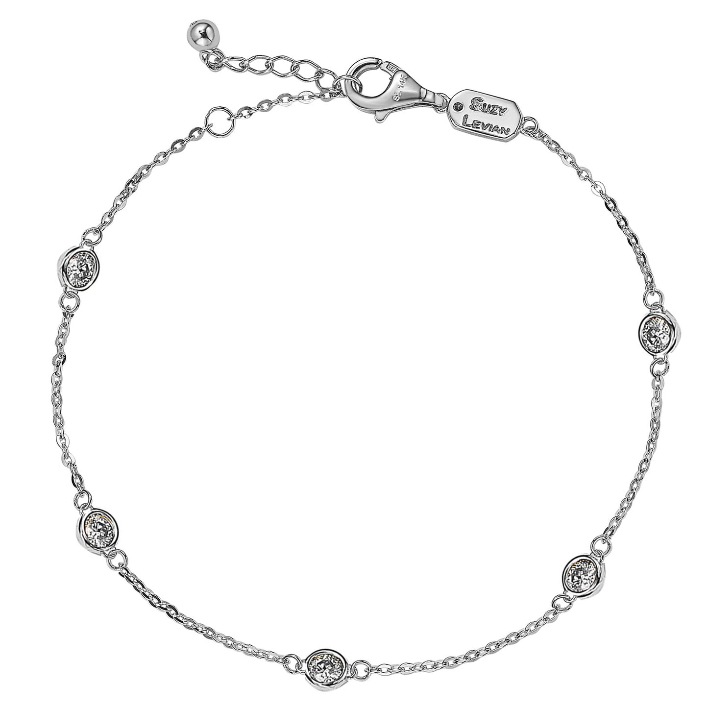 Suzy Levian 0.75 ct TDW 14K White Gold Diamond Station Bracelet