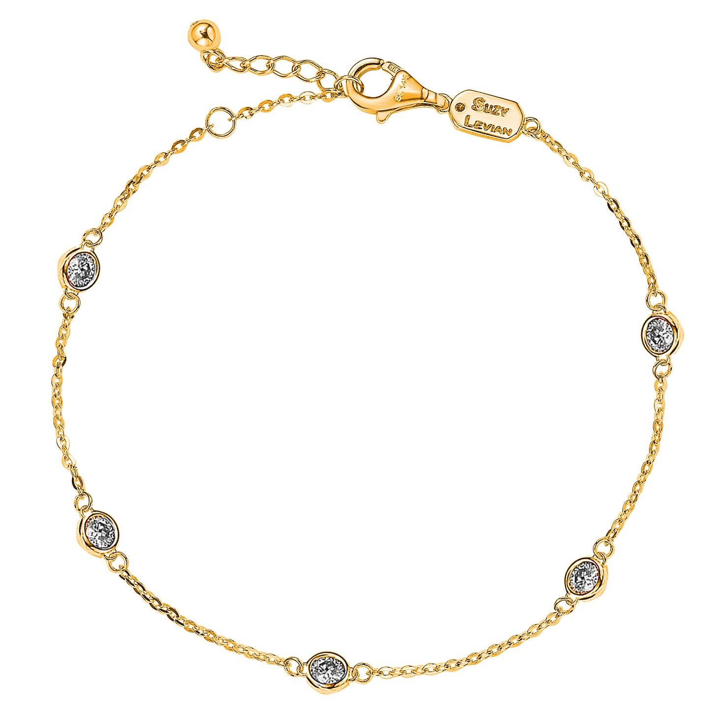 Suzy Levian 0.75 ct TDW 14K Yellow Gold Diamond Station Bracelet