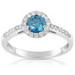 Suzy Levian 14k Gold & White and Blue Diamond Engagement Ring