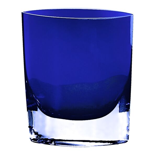 Suzy Levian Crystal 8" Jet Blue Pocket Shaped Vase