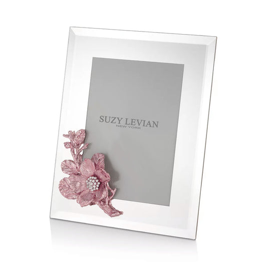 Suzy Levian New York Silver Picture Frame with Pink Orchid - Medium