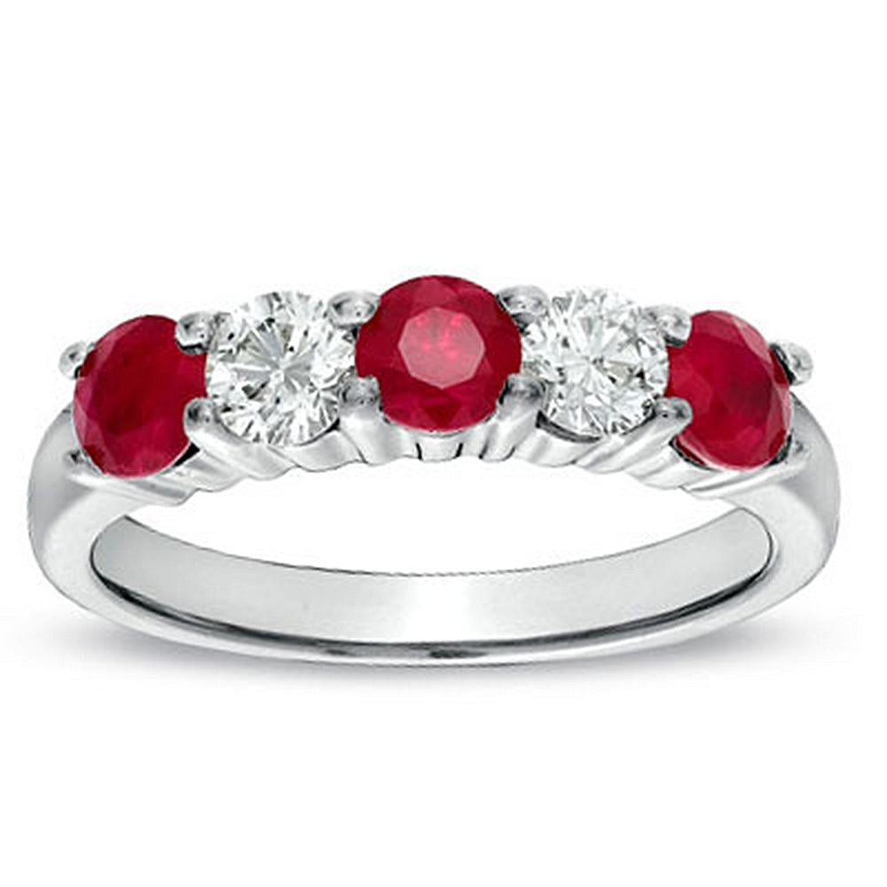 Suzy Levian 14k Gold Red Ruby & White Diamond Accent Ring