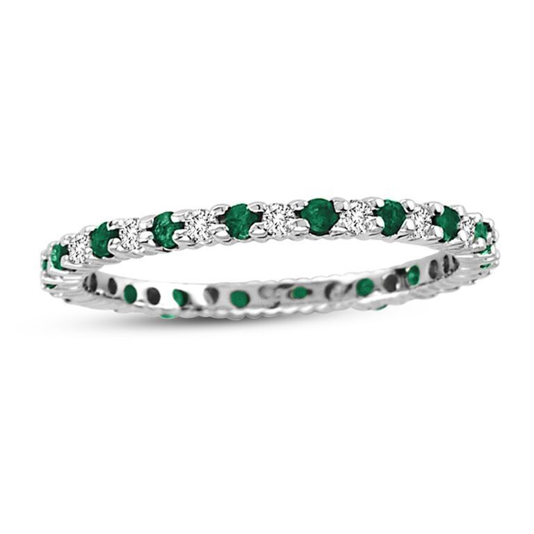 Suzy Levian 14K 0.55 ct. tw. Diamond & Emerald Eternity Ring