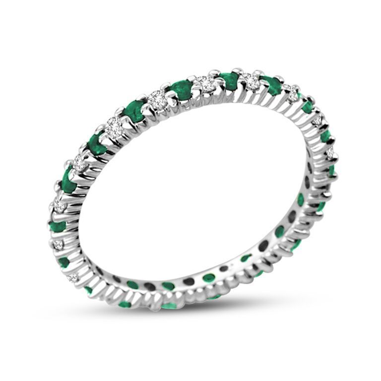 Suzy Levian 14K 0.55 ct. tw. Diamond & Emerald Eternity Ring