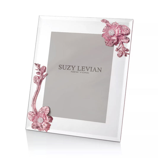 Suzy Levian New York Silver Picture Frame with Pink Orchid - Large