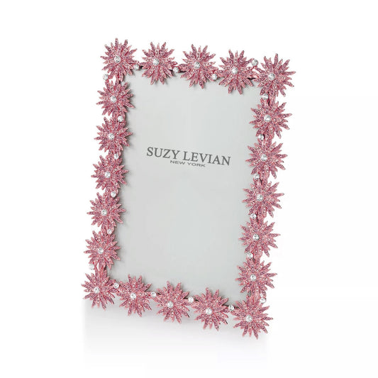 Suzy Levian New York Crystal Studded Pink Star Picture Frame